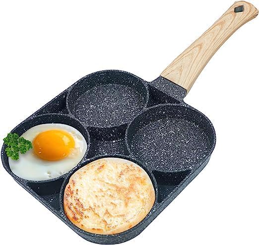 4 Blocks Aluminium Fry pan with Detachable Wooden Handle