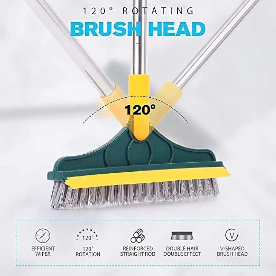 2 in 1 V Shape Floor Scrub Brush With Long Handle