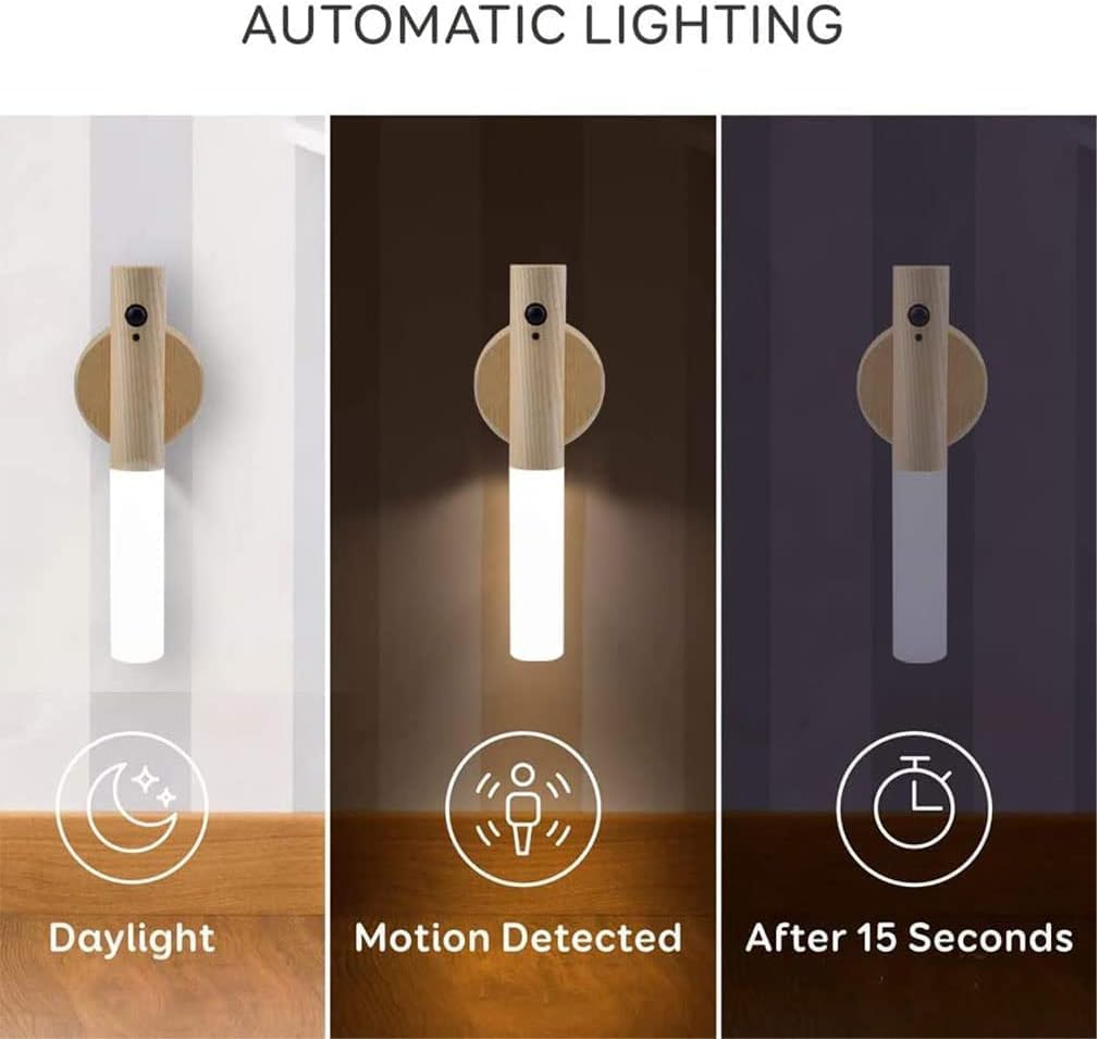 VAIDUE Motion Sensor Night Lights (1 pcs) USB Rechargeable Magnet Body Sensor with 3-Modes Switch Stick