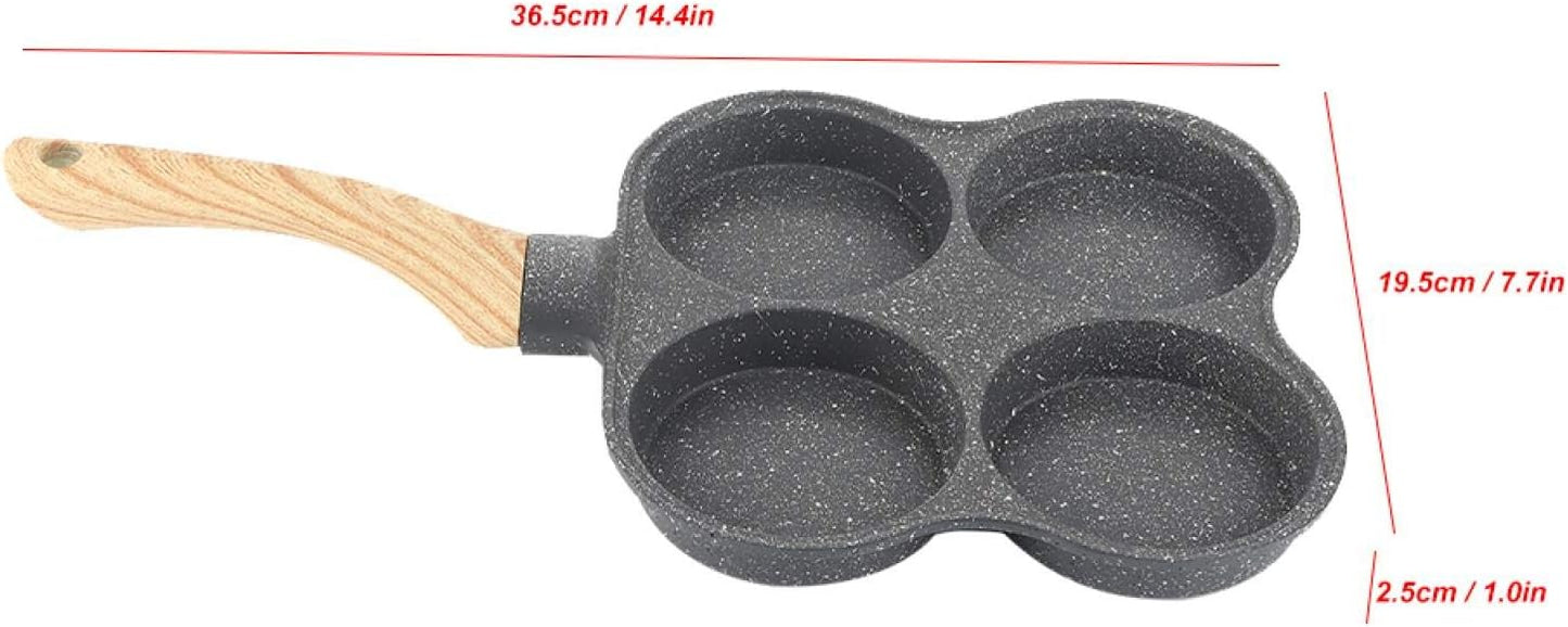 4 Blocks Aluminium Fry pan with Detachable Wooden Handle