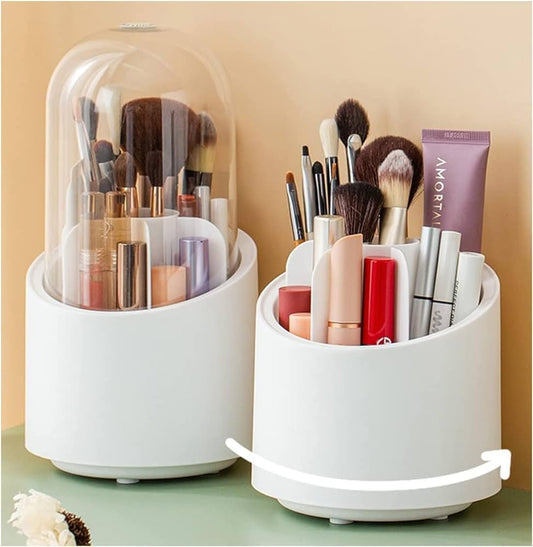 360 Degree Rotating Makeup Brush Cosmetic Storage Box Organizer