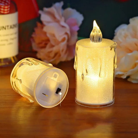 Flameless and Smokeless Crystal Dripping Design Acrylic led Candles Tea Light Candle