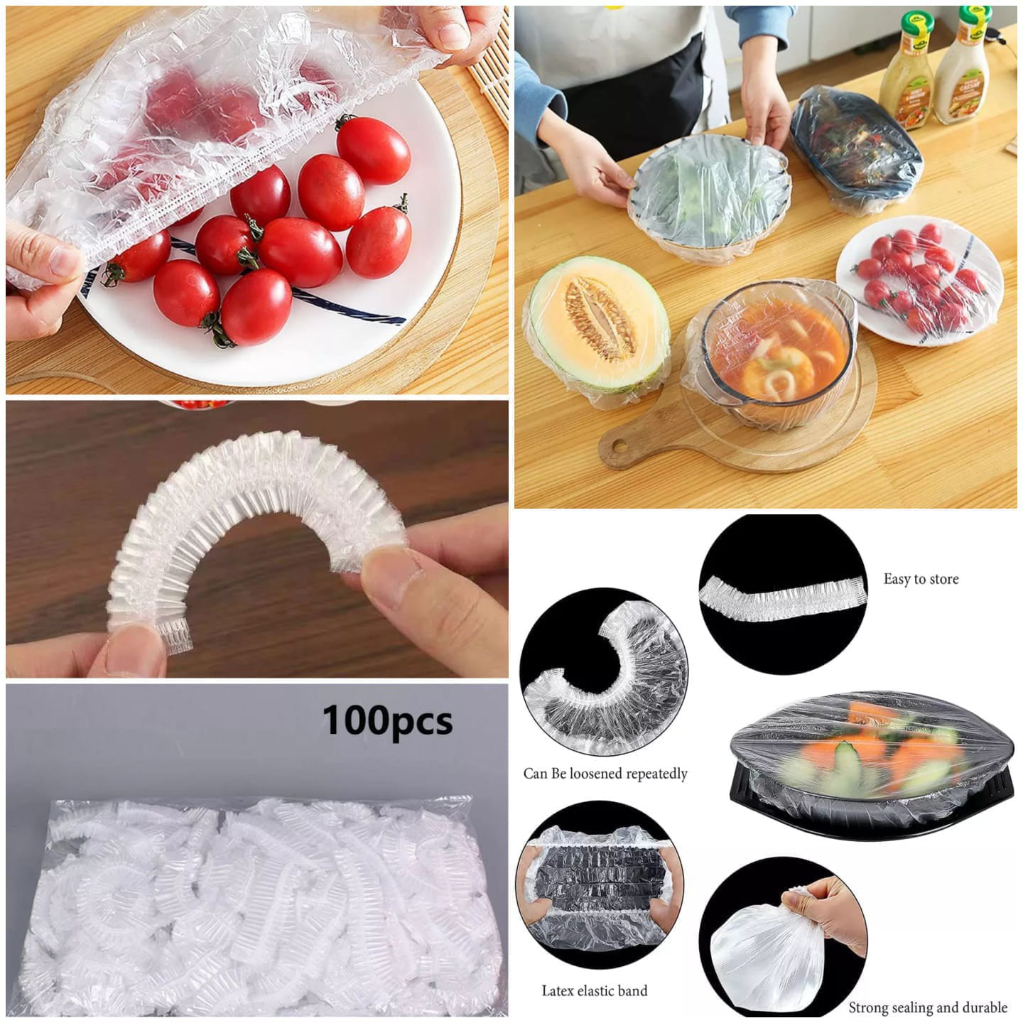 100pcs Disposable Food Storage Cover Reusable Elastic Fresh Food Covers Fruit Bowls Caps