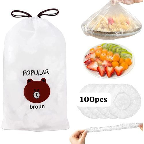 100pcs Disposable Food Storage Cover Reusable Elastic Fresh Food Covers Fruit Bowls Caps