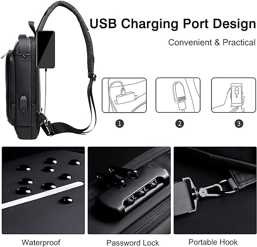 Men Anti Theft Chest Bag USB Charging