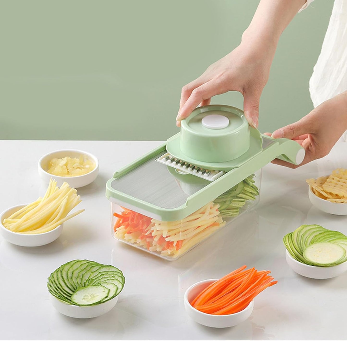 5 in 1 Multifunction Vegetable Cutter Stainless Steel with 6 Blades