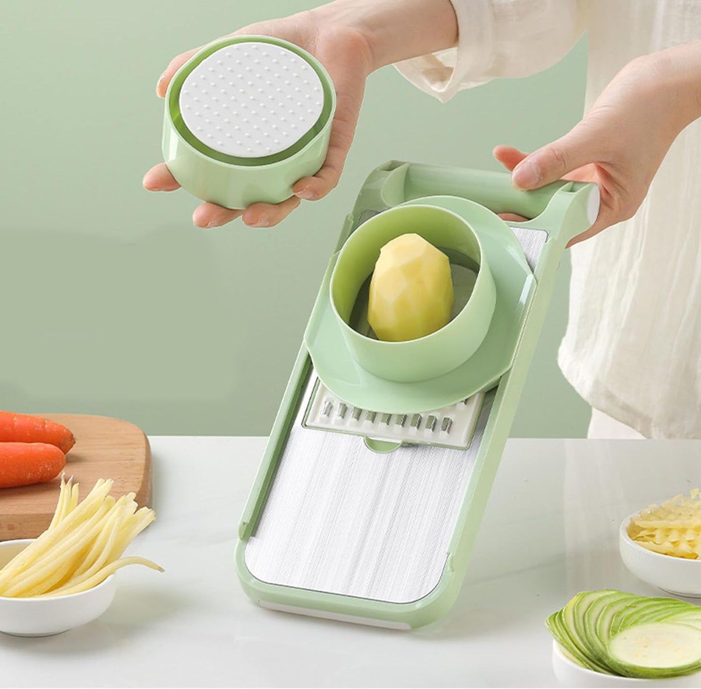 5 in 1 Multifunction Vegetable Cutter Stainless Steel with 6 Blades