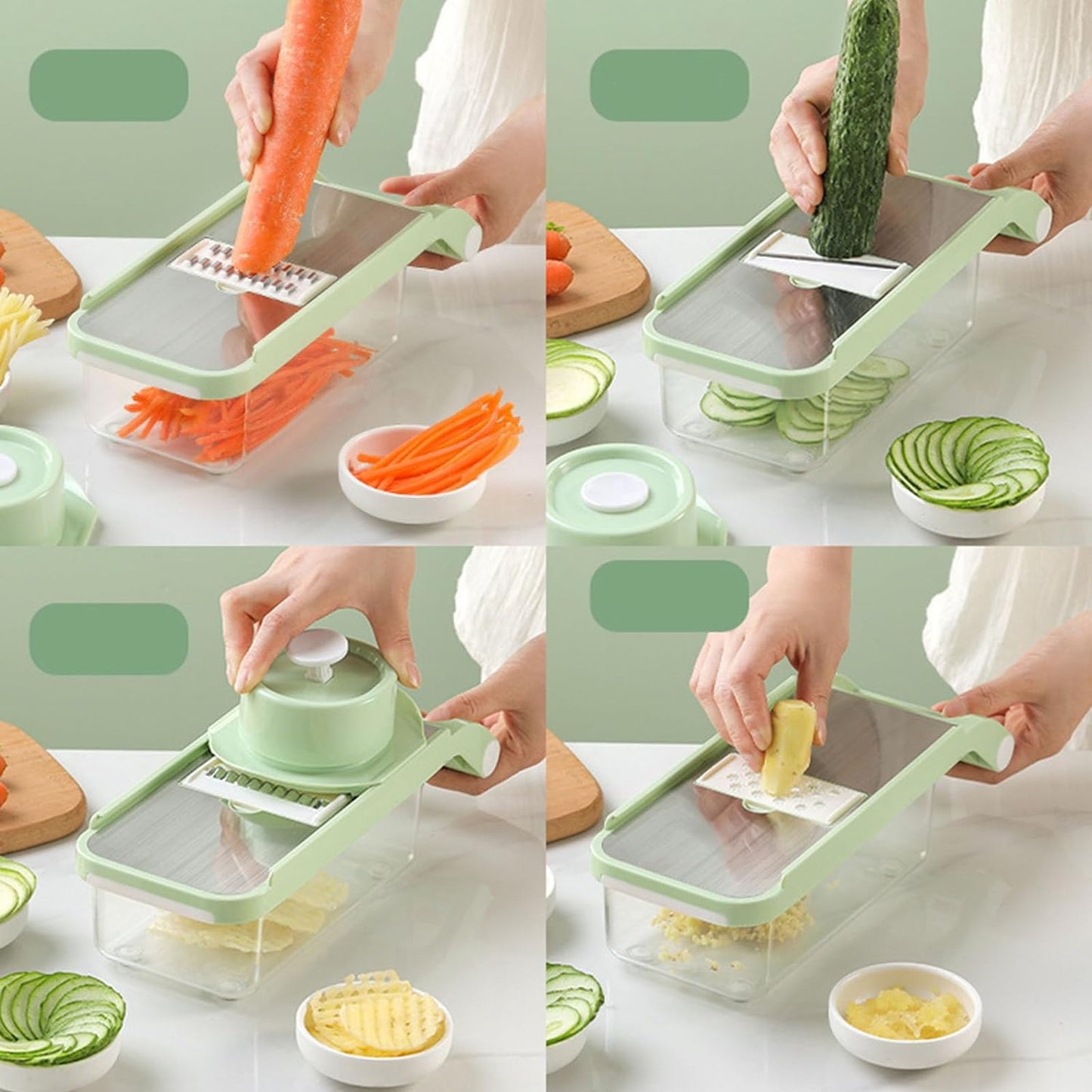 5 in 1 Multifunction Vegetable Cutter Stainless Steel with 6 Blades