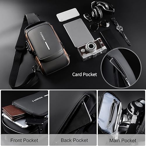 Men Anti Theft Chest Bag USB Charging