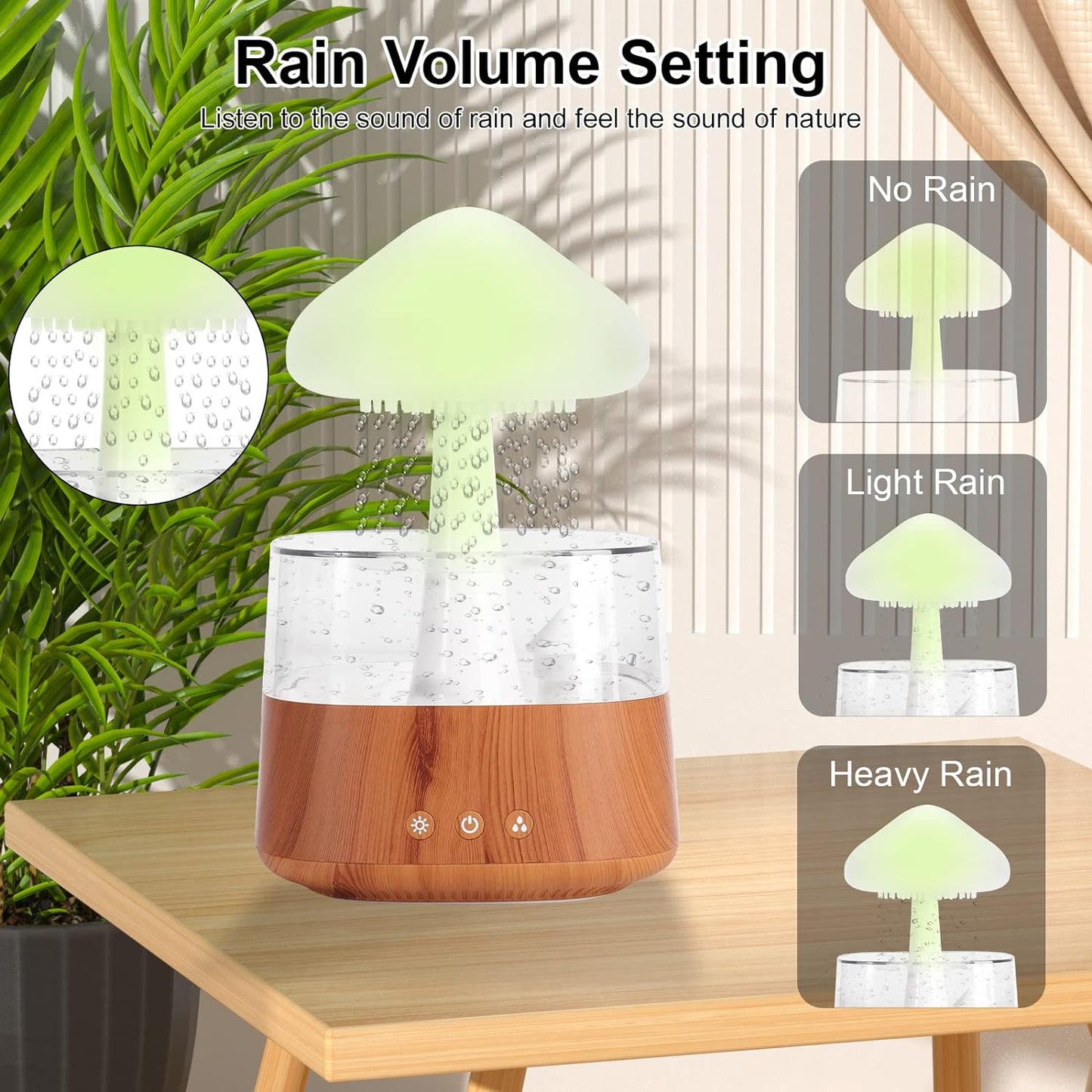 Cloud Rain Humidifier for Bedroom & Large Room - Essential Oil Diffuser with 7 Colors LED Lights