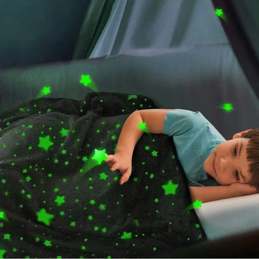 Glow in Dark Blanket Luminous Stars Design 100x150 cm Blanket Fluorescent Magical Blanket Warm Soft