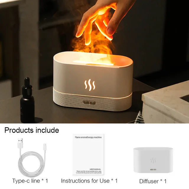 Flame Aroma Diffuser Air Humidifier Ultrasonic Cool Mist Maker Fogger Led Essential Oil 3D Effect Fire Lamp Difusor Air Humidifier