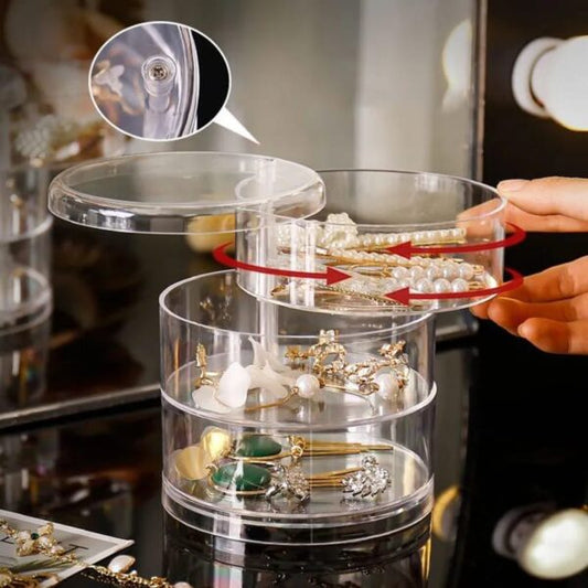 Acrylic 360 Degree Rotating 3 Layer Creative Rotating Jewelry Box Fashion Jewelry Organizer