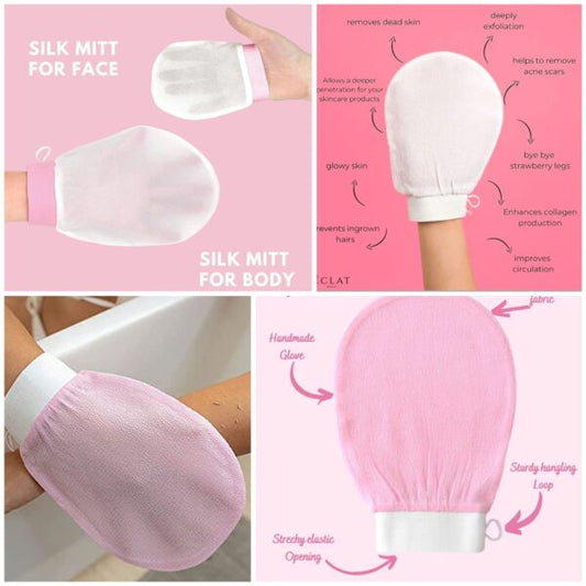 Pack of 2 Silk Milk Body Scrubber Gloves