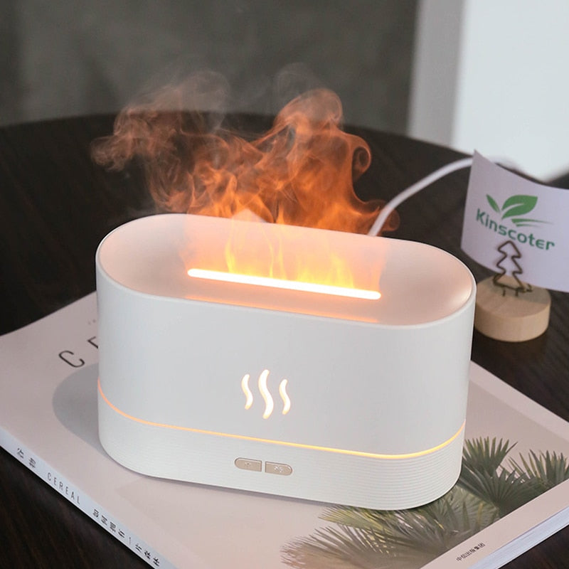 Flame Aroma Diffuser Air Humidifier Ultrasonic Cool Mist Maker Fogger Led Essential Oil 3D Effect Fire Lamp Difusor Air Humidifier