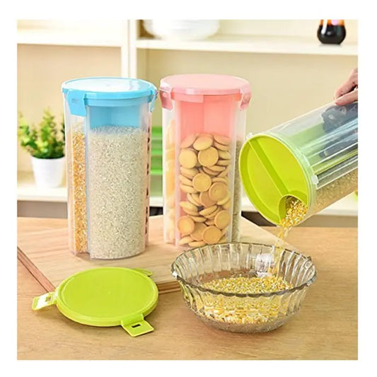 3 In 1 Storage Jar With 3 Portion Compartment Air Tight Storage Capacity Food Storage Jar,