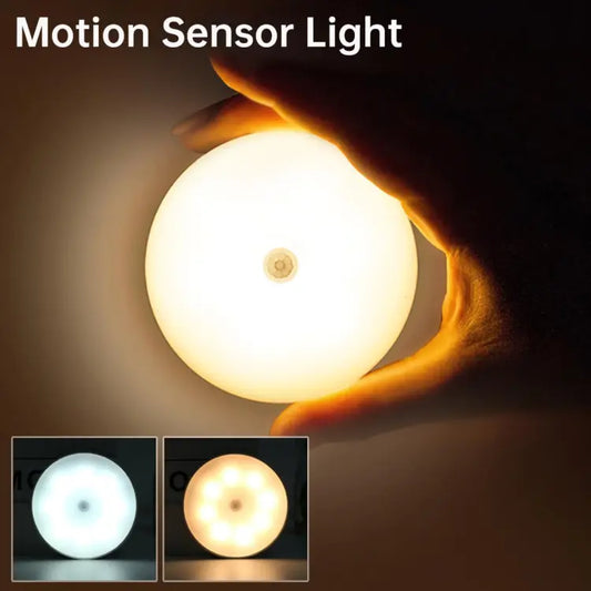 LED Motion Sensor Night Light Wireless USB Charging Smart Human Body Induction Bedroom Staircase Cabinet Wardrobe Wall Lamp