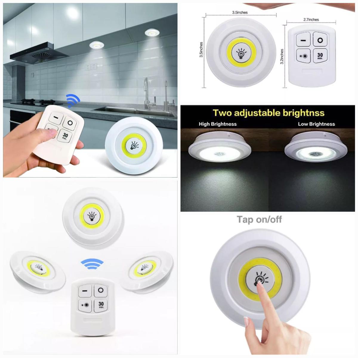 (Pack of 3 Lights) Tap LED Light With Remote Control