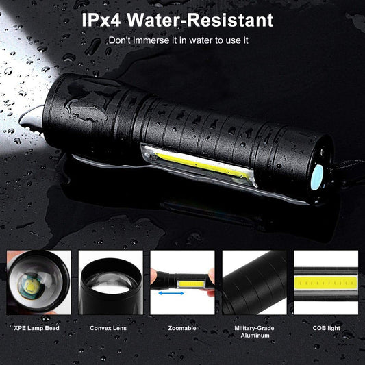 USB Rechargeable Zoomable LED Flashlight Torch