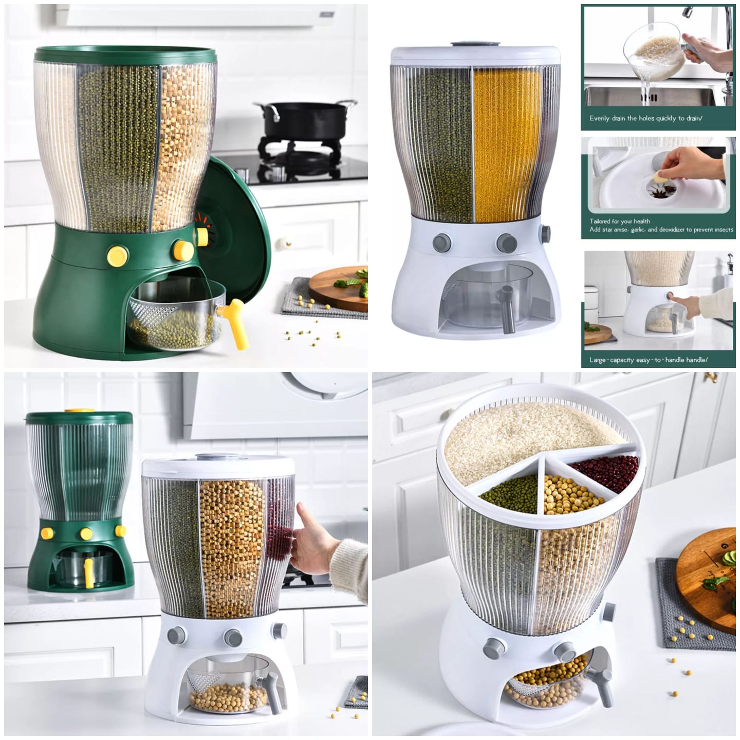 4 Part Rotating Cereal Dispenser  (10KG Capacity)