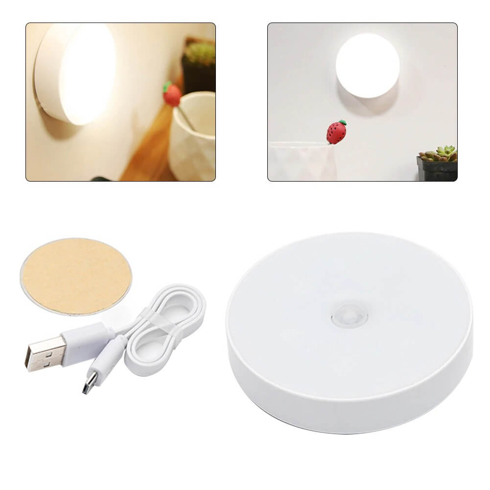 LED Motion Sensor Night Light Wireless USB Charging Smart Human Body Induction Bedroom Staircase Cabinet Wardrobe Wall Lamp