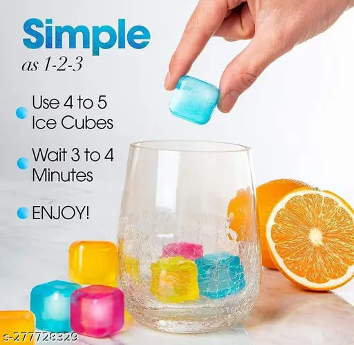 Pack of 12 Reusable Colourful Ice Cubes